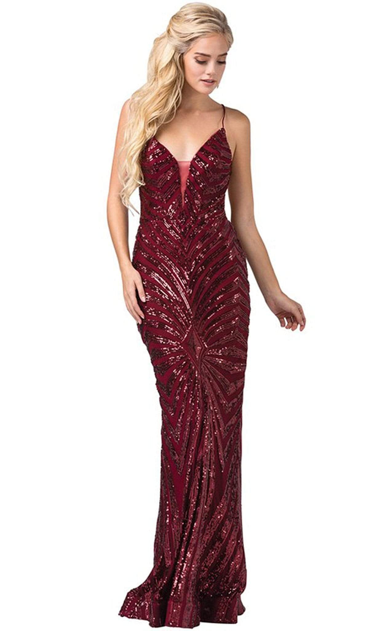 Dancing Queen - 2528 Sequined Deep V-neck Sheath Dress – Couture Candy