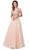 Dancing Queen - 2532 Beaded Sheer Deep Halter V-neck A-line Gown - 1 pc Blush In Size S Available CCSALE S / Blush