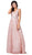 Dancing Queen - 2534 Glitter Mesh Sleeveless V-Neck Long A-Line Gown Special Occasion Dress XS / Blush