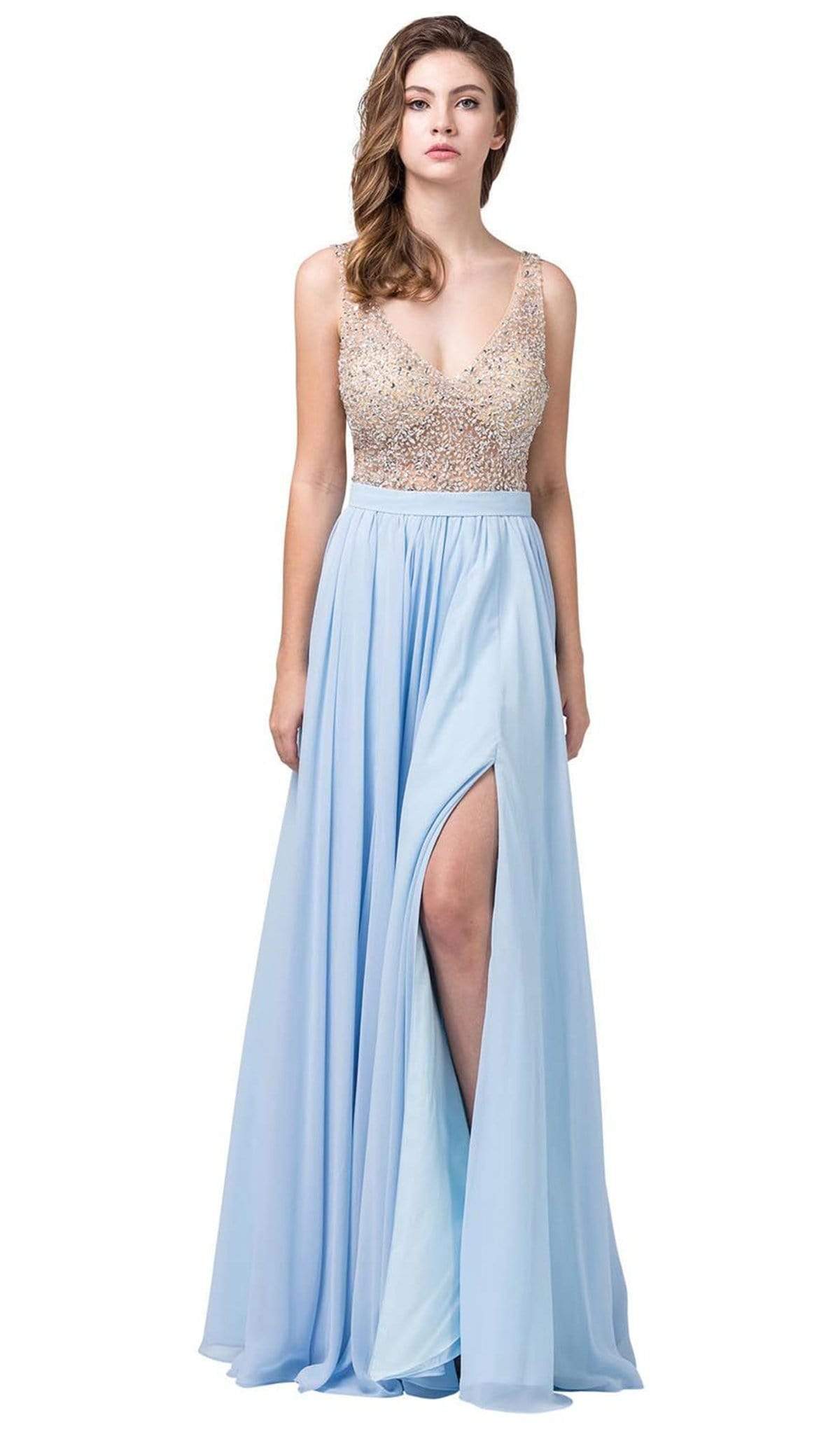 Dancing Queen - 2569 Illusion Beaded Bodice Flowy Prom Dress – Couture ...