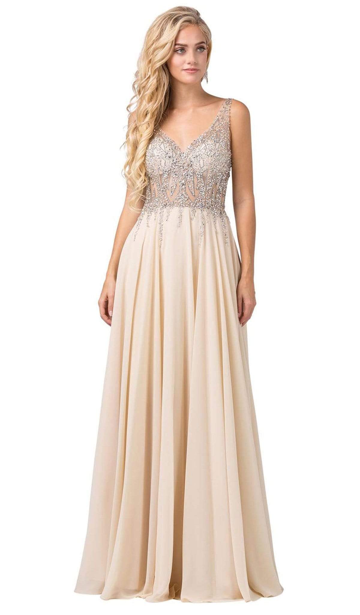 Dancing Queen - 2570 Jewel Ornate Illusion Bodice Chiffon Prom Dress ...