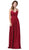 Dancing Queen - 2571 Embroidered V-neck Long A-line Dress Special Occasion Dress XS / Burgundy