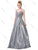 Dancing Queen - 2613 Pleated Bodice Metallic A-Line Gown Prom Dresses XS / Silver