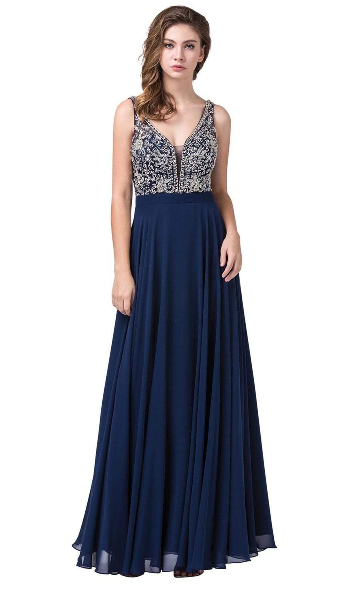 Dancing Queen - 2669 Bejeweled Sleeveless V Neck Low Scoop Back Gown ...