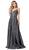 Dancing Queen - 2720 Sleeveless V-neck A-line Gown Special Occasion Dress XS / Dark Silver