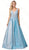 Dancing Queen - 2747 Lace Appliqued Pleated A-Line Prom Dress Special Occasion Dress XS / Sky Blue