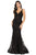 Dancing Queen - 2963 Embellished Deep V-neck Trumpet Dress Evening Dresses XS / Black