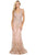 Dancing Queen - 2963 Embellished Deep V-neck Trumpet Dress Evening Dresses XS / Rose Gold