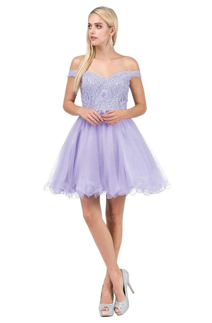 Dancing Queen - 3070 Beaded Lace Fit And Flare Cocktail Dress Homecoming Dresses XS / Lilac