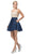 Dancing Queen - 3130 Sleeveless V Neck Beaded Top A-Line Dress Homecoming Dresses XS / Navy