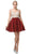Dancing Queen - 3130 Sleeveless V Neck Beaded Top A-Line Dress Homecoming Dresses XS / Red