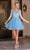 Dancing Queen 3303 - Embroidered V-Neck Tulle Cocktail Dress Special Occasion Dress XS / Bahama Blue