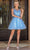 Dancing Queen 3304 - Embroidered Scoop A-Line Cocktail Dress Special Occasion Dress XS / Bahama Blue