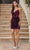 Dancing Queen 3329 - Sequined Velvet Cocktail Dress Cocktail Dresses XS / Burgundy