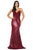 Dancing Queen - 4066 Sequin Embellished Deep V-neck Trumpet Dress Pageant Dresses XS / Burgundy