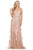 Dancing Queen - 4082 Off-Shoulder Metallic Accented A-Line Dress Prom Dresses XS / Rose Gold