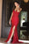 Dancing Queen - 4091 Appliqued Plunging Prom Dress with Slit Prom Dresses XS / Burgundy