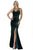 Dancing Queen - 4102 Jeweled Waist Velvet High Slit Dress Evening Dresses XS / Hunter Green