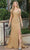 Dancing Queen 4254 - V-neck Lace Up Back Evening Gown Special Occasion Dress XS / Gold