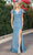 Dancing Queen 4279A - V Neck Formal Glittered Gown Long Dresses XS / Dusty Blue