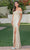 Dancing Queen 4318 - Off Shoulder Sheath Glittered Gown Long Dresses XS / Champagne