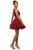 Dancing Queen - 9504 Jeweled Waistband Sweetheart Neck Satin A-line Cocktail Dress - 1 pc Navy in Size L available CCSALE XS / Burgundy