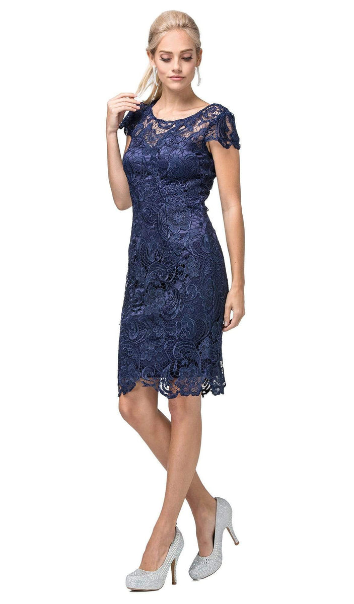 Dancing Queen - 9677 Lace Embroidered Scoop Neck Fitted Dress – Couture ...