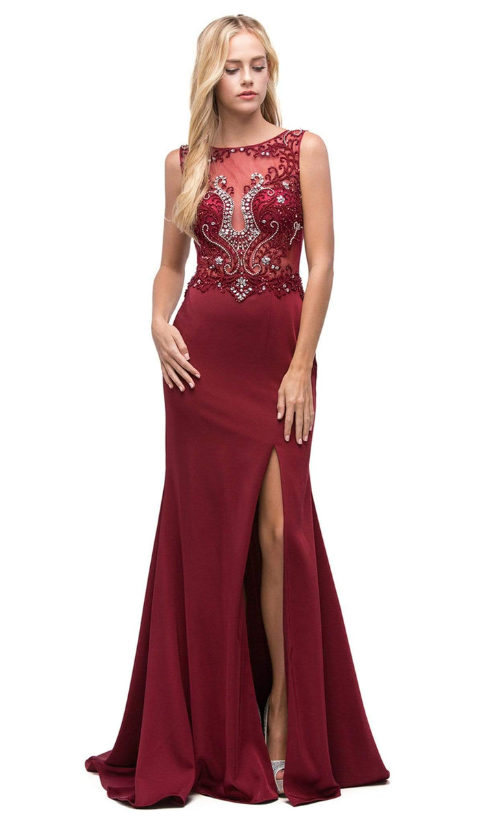 Dancing Queen - 9791 Beaded Sheer Trumpet Prom Dress – Couture Candy