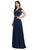 Dancing Queen Butterfly Sleeve Wrap Gown 2072 CCSALE S / Navy