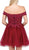 Dancing Queen Embellished Off-Shoulder A-line Homecoming Dress 3018 - 1 pc Burgundy In Size XS Available CCSALE XS / Burgundy