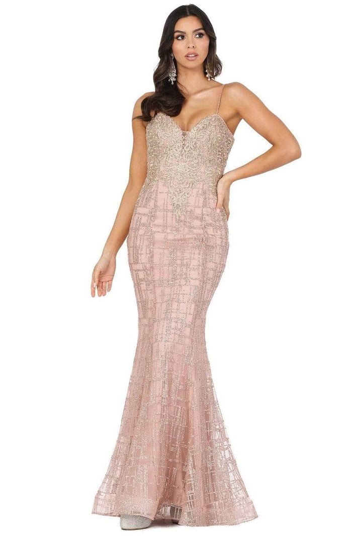 Dancing QUeen - Embellished Sweetheart Long Gown 2910 - 1 pc Rose Gold In Size S Available CCSALE S / Rose Gold