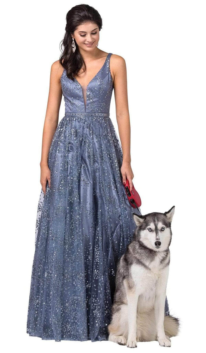 Dancing Queen - Glittering A-line Prom Gown 2650 - 1 pc Steel Blue In Size 3XL Available CCSALE 3XL / Steel Blue