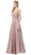 Dancing Queen - Illusion Plunging V-Neck Glitter Mesh Prom Dress 2593 - 1 pc Rose Gold In Size 2XL Available CCSALE 2XL / Rose Gold