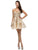 Dancing Queen Strapless Applique Cocktail Dress in Champagne 9484 CCSALE S / Champagne