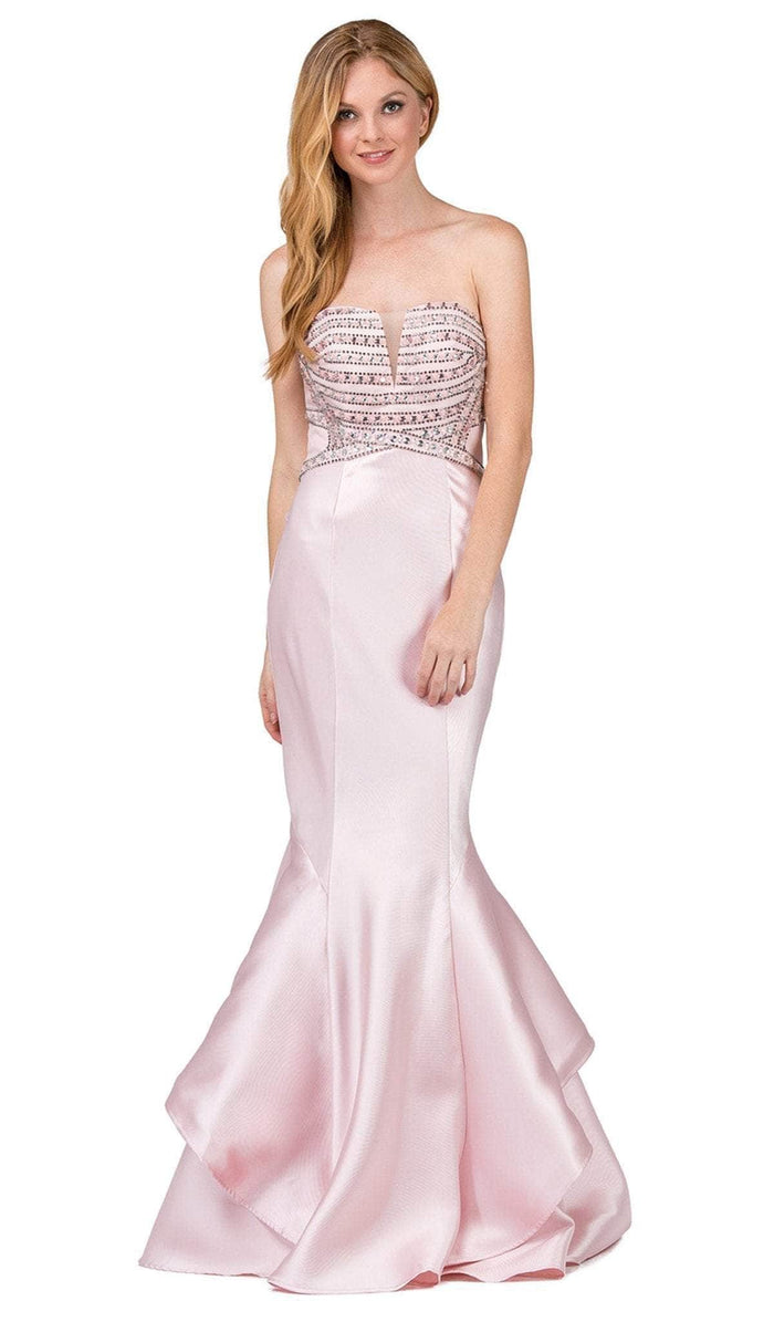 Dancing Queen - Strapless Ruffled Mermaid Prom Dress 9917 - 1 pc Blush In Size L Available CCSALE L / Blush