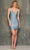 Dave & Johnny 10839W - Beaded Strap V-Neck Cocktail Dress Special Occasion Dress 14 / Blue