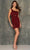 Dave & Johnny 10856W - Asymmetric Side Slit Cocktail Dress Special Occasion Dress 14 / Burgundy