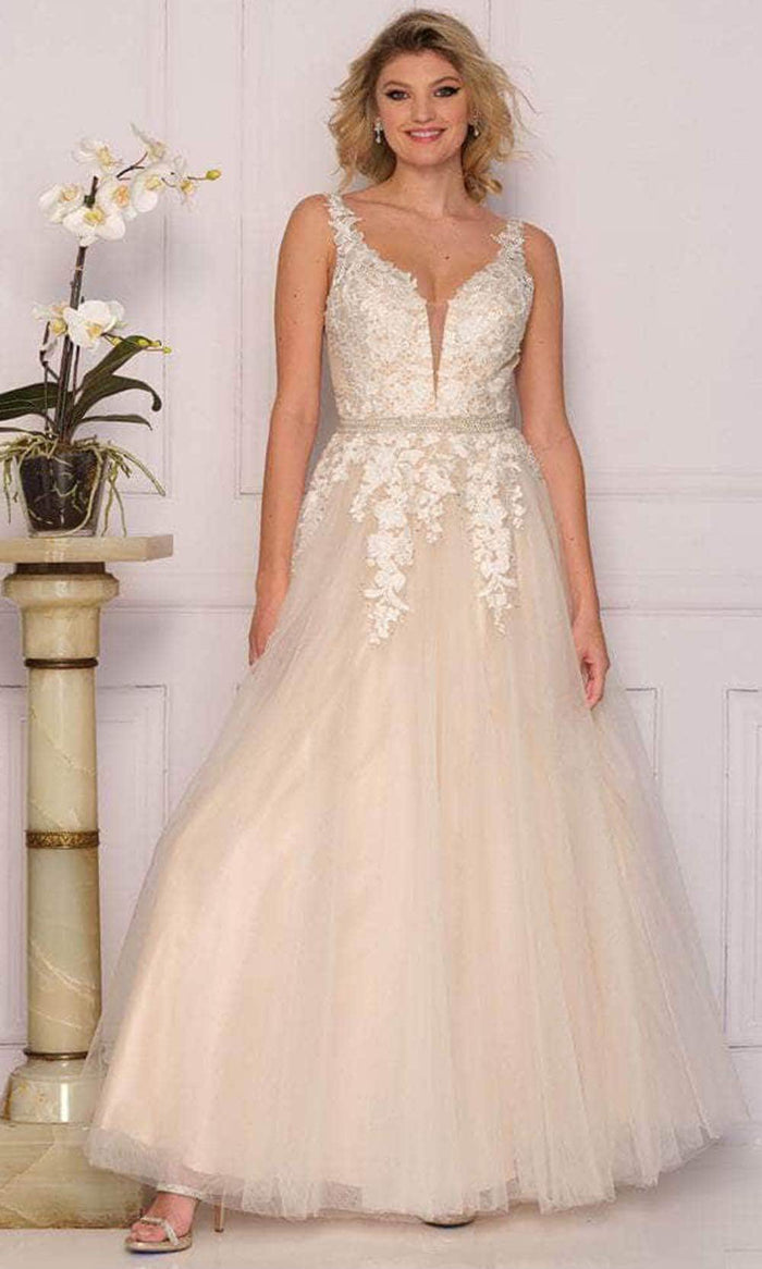 Dave & Johnny A10246 - Plunging Sweetheart A-Line Prom Dress Special Occasion Dress 00 / Ivory