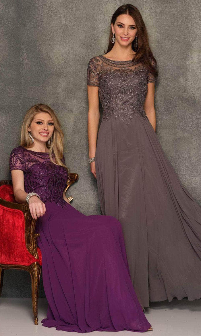 Dave & Johnny A9071 - Beaded illusion Bateau Prom Dress Prom Dresses 00 / Purple