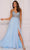 Dave & Johnny A9236 - Laced Fitted Bodice Sleeveless A-Line Gown Prom Dresses 00 / Ice Blue