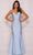 Dave & Johnny A9958 - Fit and Flare Godet Satin Gown Prom Dresses 00 / Ice Blue