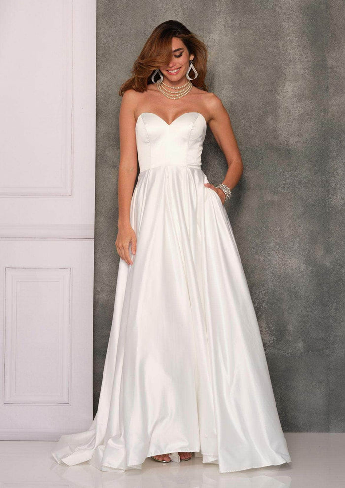 Dave & Johnny Bridal 10852 - Seamed Strapless Wedding Dress Bridal Dresses 0 / IVORY