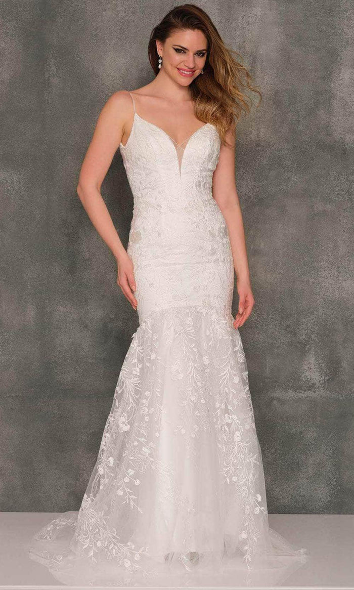 Dave & Johnny Bridal A10371 - Trumpet Skirt Bridal Gown Special Occasion Dress 0 / Ivory