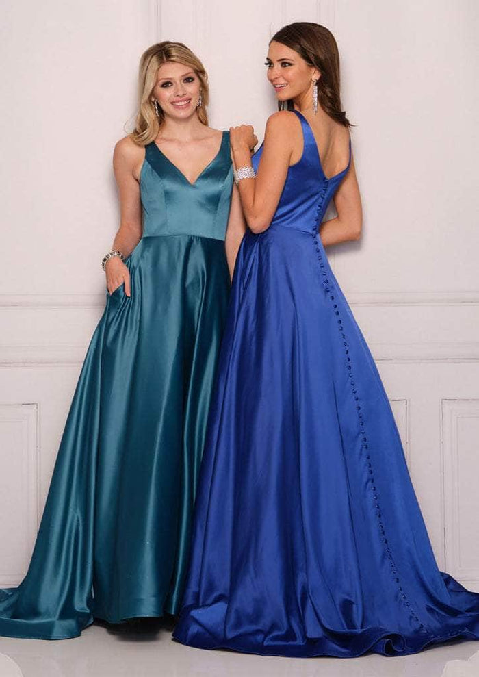 Dave & Johnny Bridal A10603 - Sleeveless V-neck Wedding Dress Bridal Dresses 0 / Teal