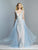 Dave & Johnny - Ornate Deep V-neck Dress With Overskirt A7485 CCSALE 14 / Ice Blue