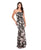 Decode 1.8 183317 Straight Across Neck Floral Long Dress In Black/Nude CCSALE 12 / Black/Nude