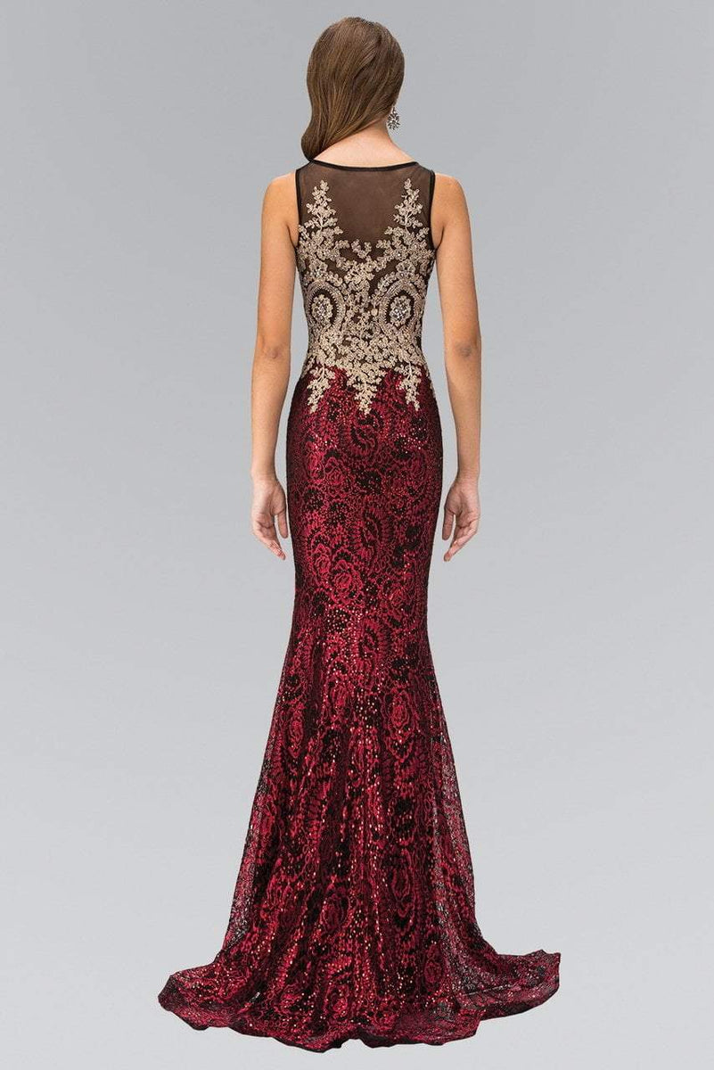 Elizabeth K - GL1319 Embellished Illusion Bateau Neck Gown – Couture Candy