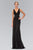 Elizabeth K - GL1377 Embellished Ruched V-Neck A-line Dress Special Occasion Dress XS / Black