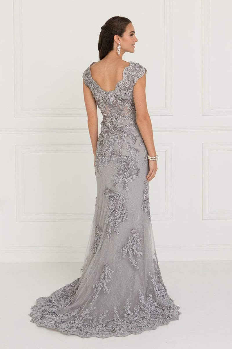 Elizabeth K - GL1540 Lace Embroidered V-neck Sheath Dress – Couture Candy