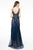 Elizabeth K - GL1844 Illusion Deep V-Neck Glitter Mesh High Slit Gown Evening Dresses